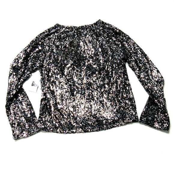 NWT Equipment Abeline in Chrome Sequin Boxy Bell Sleeve Top XS $348 - Picture 8 of 8